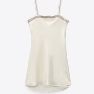 Zara Cream Chemise with Spaghetti Straps